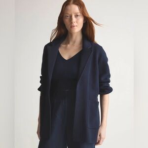 Quince XS Navy Blue Organic Cotton Knit Blazer